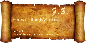 Forrai Benjámin névjegykártya